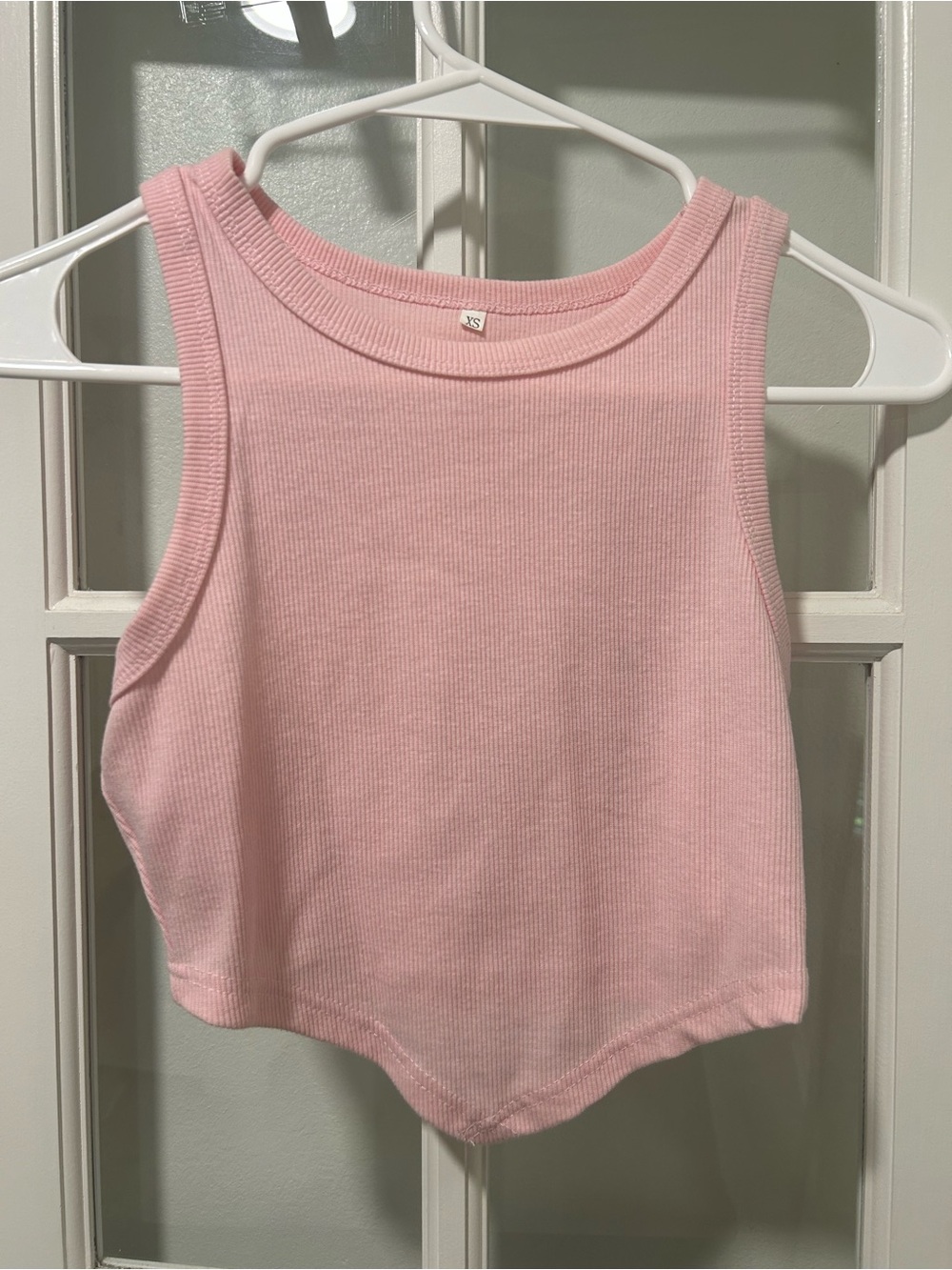 Soft Pink Ribbed Cropped Tank